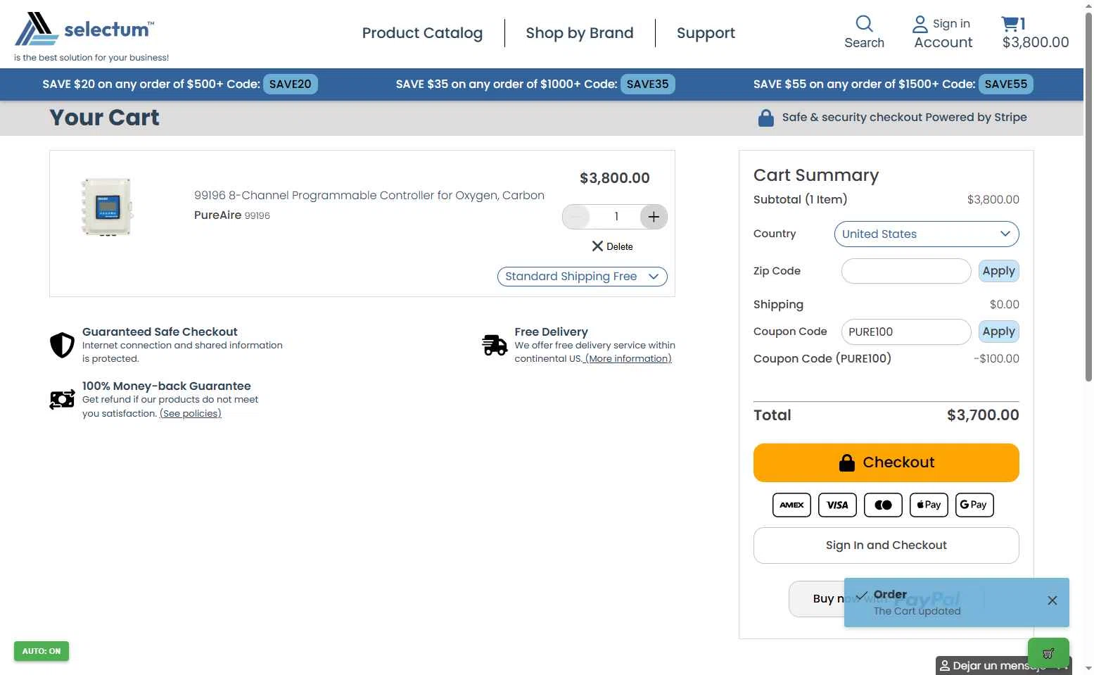 Selectum checkout page showing Selectum promo code box | Screenshot taken by SimplyCodes community member on Sep 21, 2025