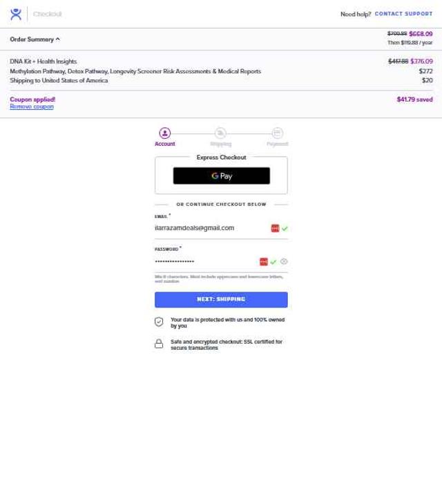 SelfDecode checkout page showing SelfDecode coupon code box | Screenshot taken by SimplyCodes community member on Jul 30, 2025