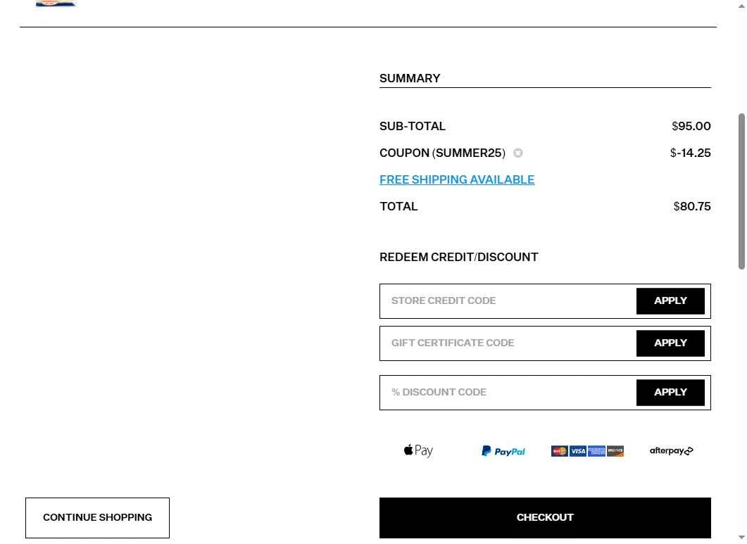 Self Edge checkout page showing Self Edge discount code box | Screenshot taken by SimplyCodes community member on Aug 7, 2025
