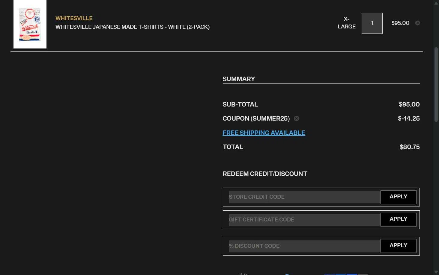 Self Edge checkout page showing Self Edge discount code box | Screenshot taken by SimplyCodes community member on Aug 7, 2025
