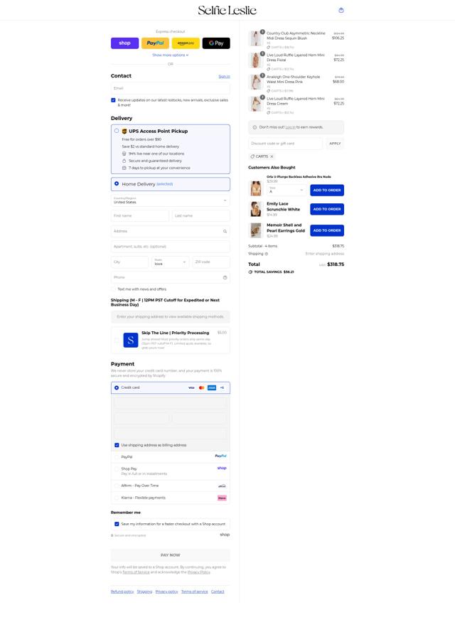 Selfie Leslie checkout page showing Selfie Leslie discount code box | Screenshot taken by SimplyCodes community member on Sep 12, 2025