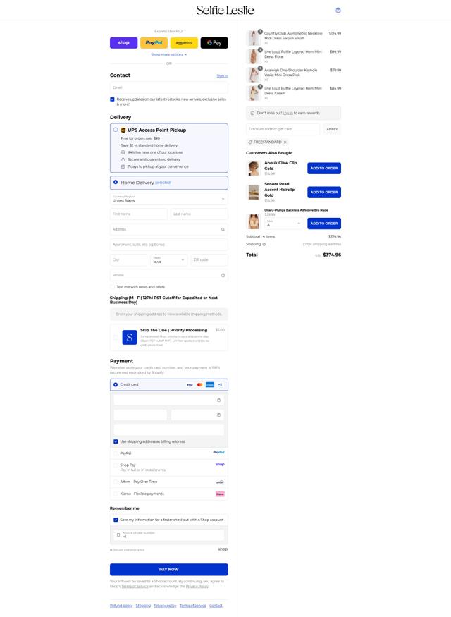 Selfie Leslie checkout page showing Selfie Leslie discount code box | Screenshot taken by SimplyCodes community member on Sep 12, 2025
