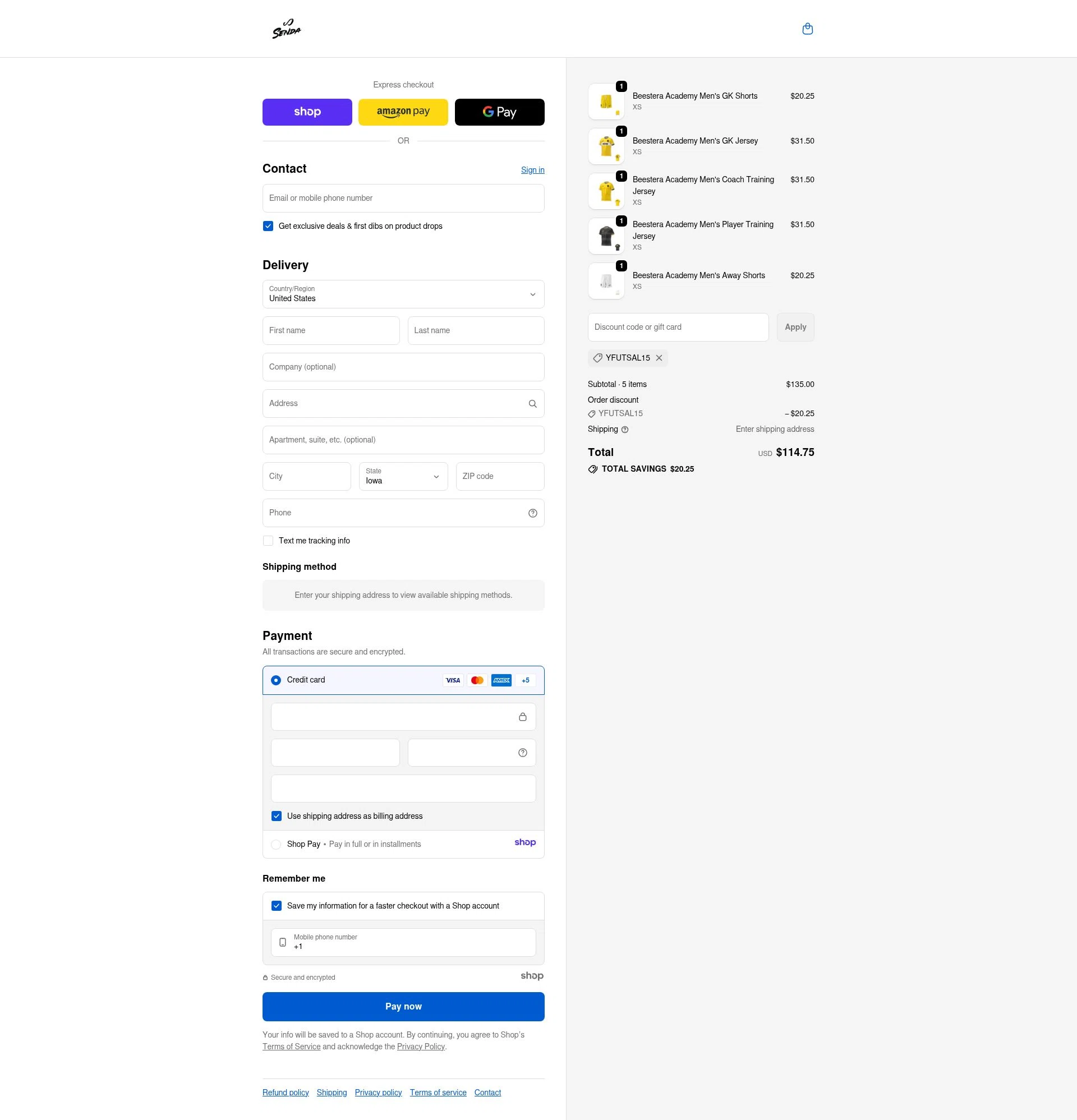 Senda Athletics checkout page showing Senda Athletics promo code box | Screenshot taken by SimplyCodes community member on Nov 9, 2025