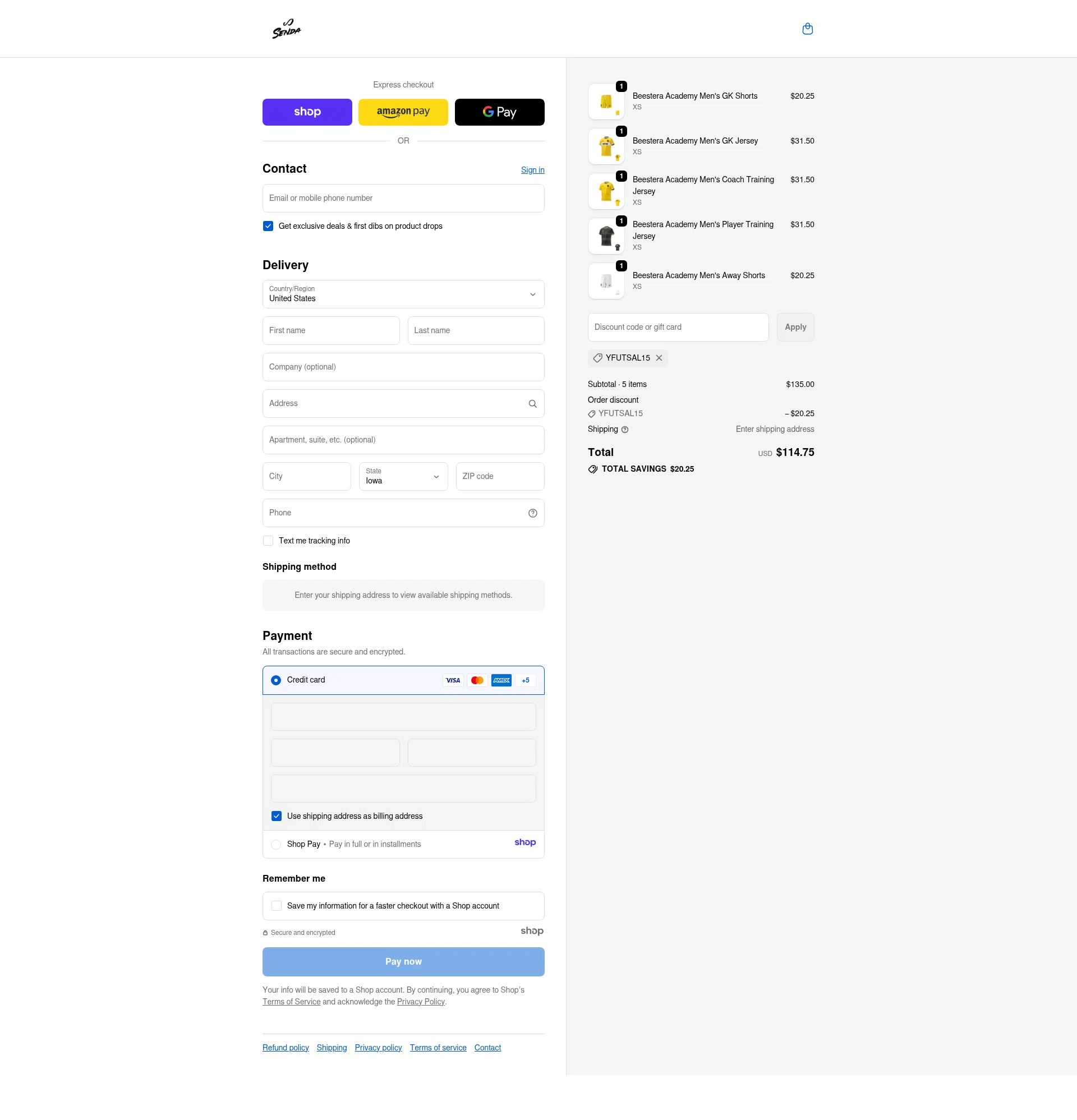 Senda Athletics checkout page showing Senda Athletics promo code box | Screenshot taken by SimplyCodes community member on Oct 27, 2025