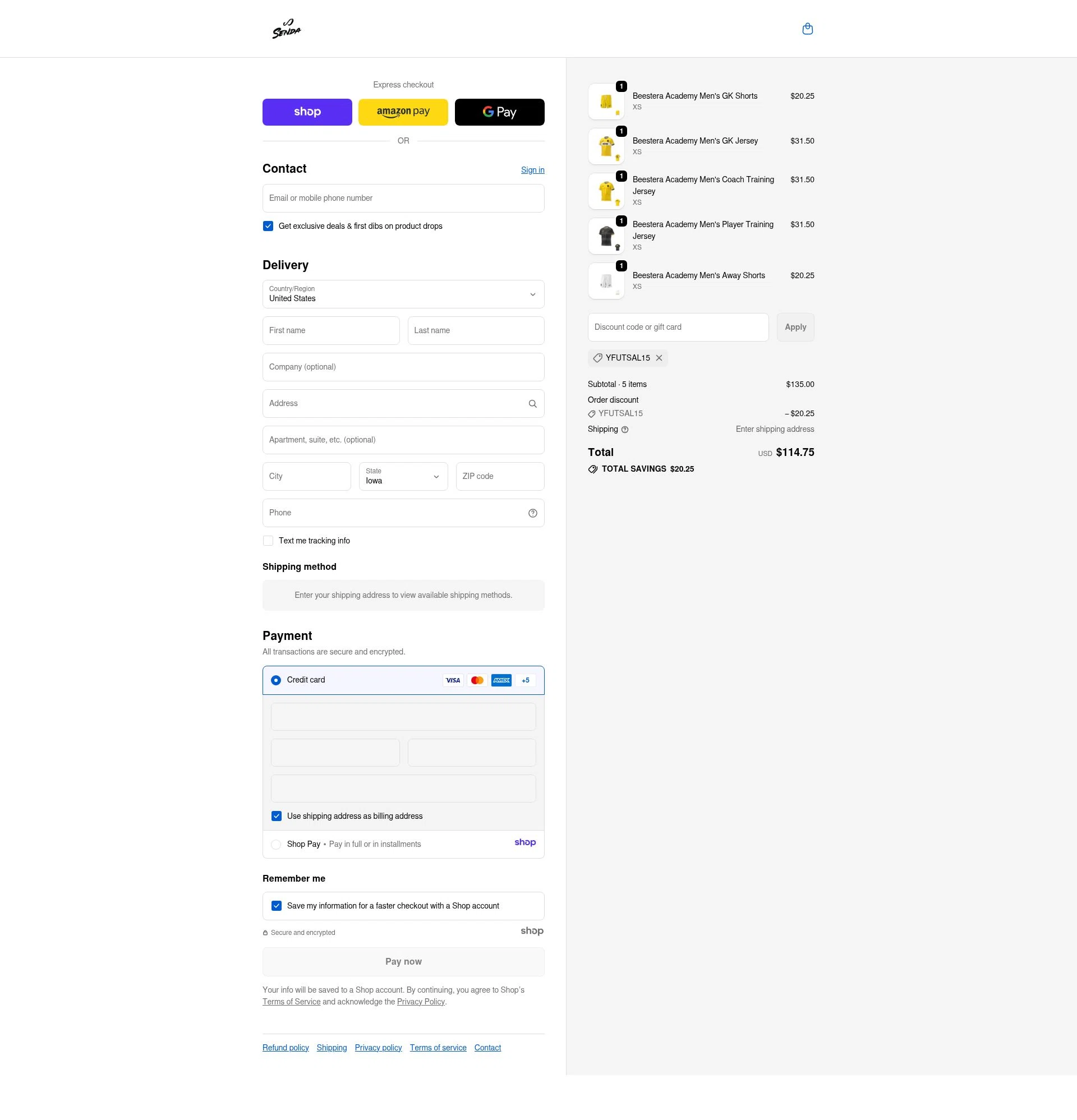 Senda Athletics checkout page showing Senda Athletics promo code box | Screenshot taken by SimplyCodes community member on Nov 3, 2025