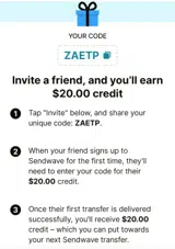 Sendwave coupon verification screenshot
