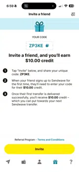 Sendwave coupon verification screenshot