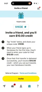 Sendwave coupon verification screenshot