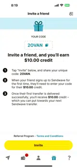 Sendwave coupon verification screenshot