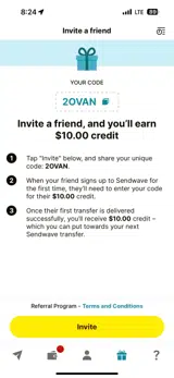 Sendwave coupon verification screenshot
