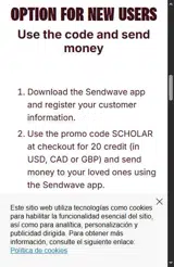 Sendwave coupon verification screenshot
