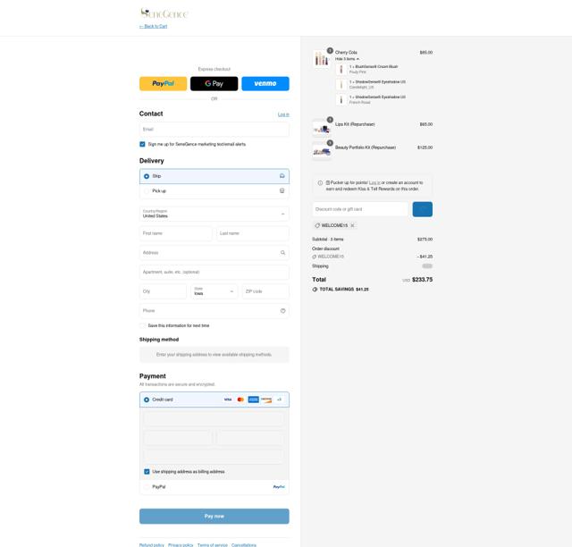 SeneGence checkout page showing SeneGence promo code box | Screenshot taken by SimplyCodes community member on Aug 15, 2025
