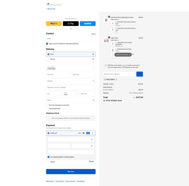 SeneGence checkout page showing SeneGence promo code box | Screenshot taken by SimplyCodes community member on Sep 14, 2025