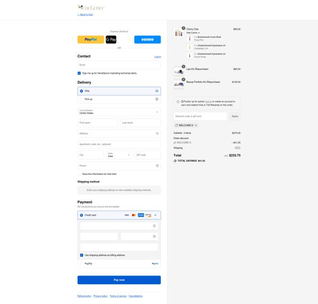 SeneGence checkout page showing SeneGence promo code box | Screenshot taken by SimplyCodes community member on Aug 24, 2025