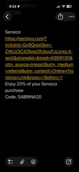 SABRINA20 coupon verification screenshot