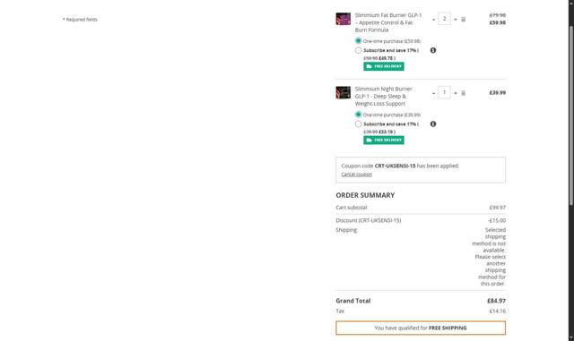 Sensilab checkout page showing Sensilab discount code box | Screenshot taken by SimplyCodes community member on Aug 4, 2025