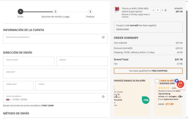 Sensilab checkout page showing Sensilab discount code box | Screenshot taken by SimplyCodes community member on Aug 31, 2025