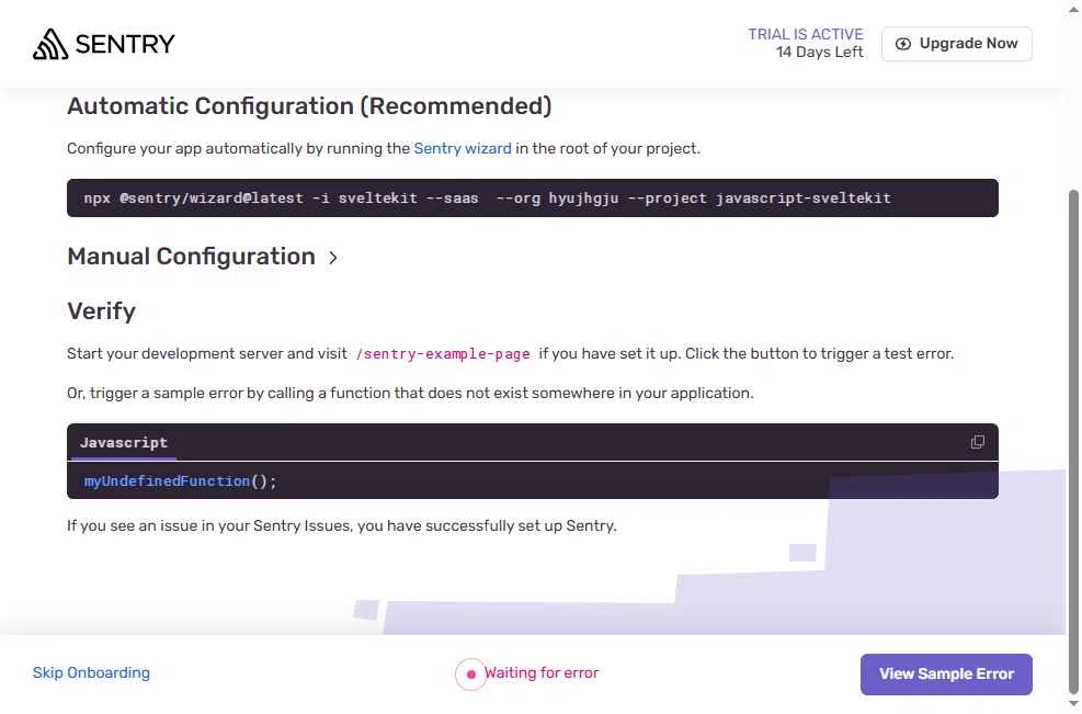Sentry checkout page showing Sentry promo code box | Screenshot taken by SimplyCodes community member on May 2, 2025