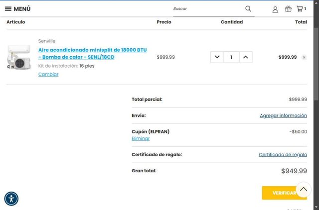 Senville checkout page showing Senville coupon code box | Screenshot taken by SimplyCodes community member on Sep 3, 2025