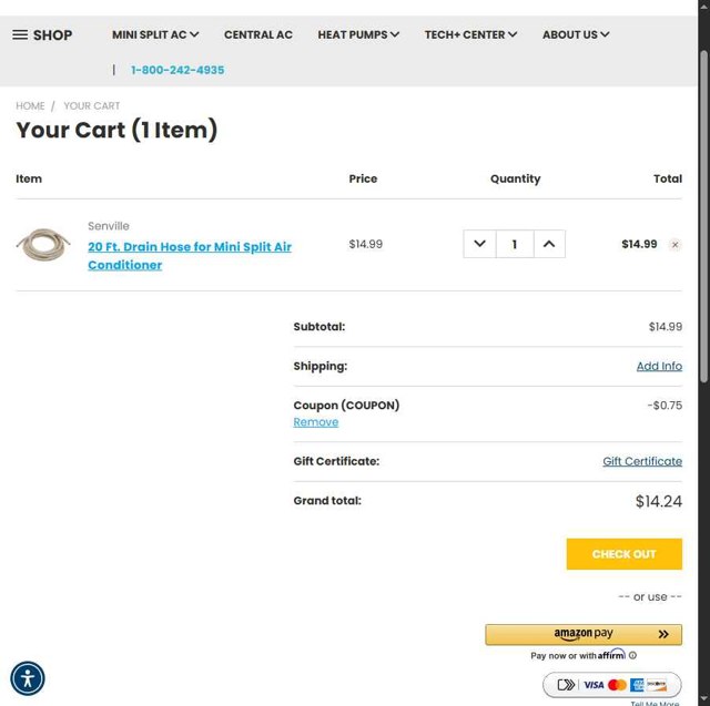 Senville checkout page showing Senville coupon code box | Screenshot taken by SimplyCodes community member on Sep 3, 2025