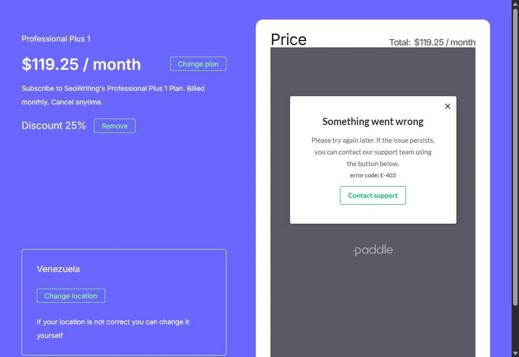 SEOWRITING AI checkout page showing SEOWRITING AI discount code box | Screenshot taken by SimplyCodes community member on Feb 13, 2026