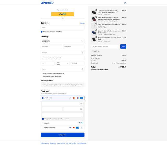 Separatec checkout page showing Separatec discount code box | Screenshot taken by SimplyCodes community member on Sep 11, 2025