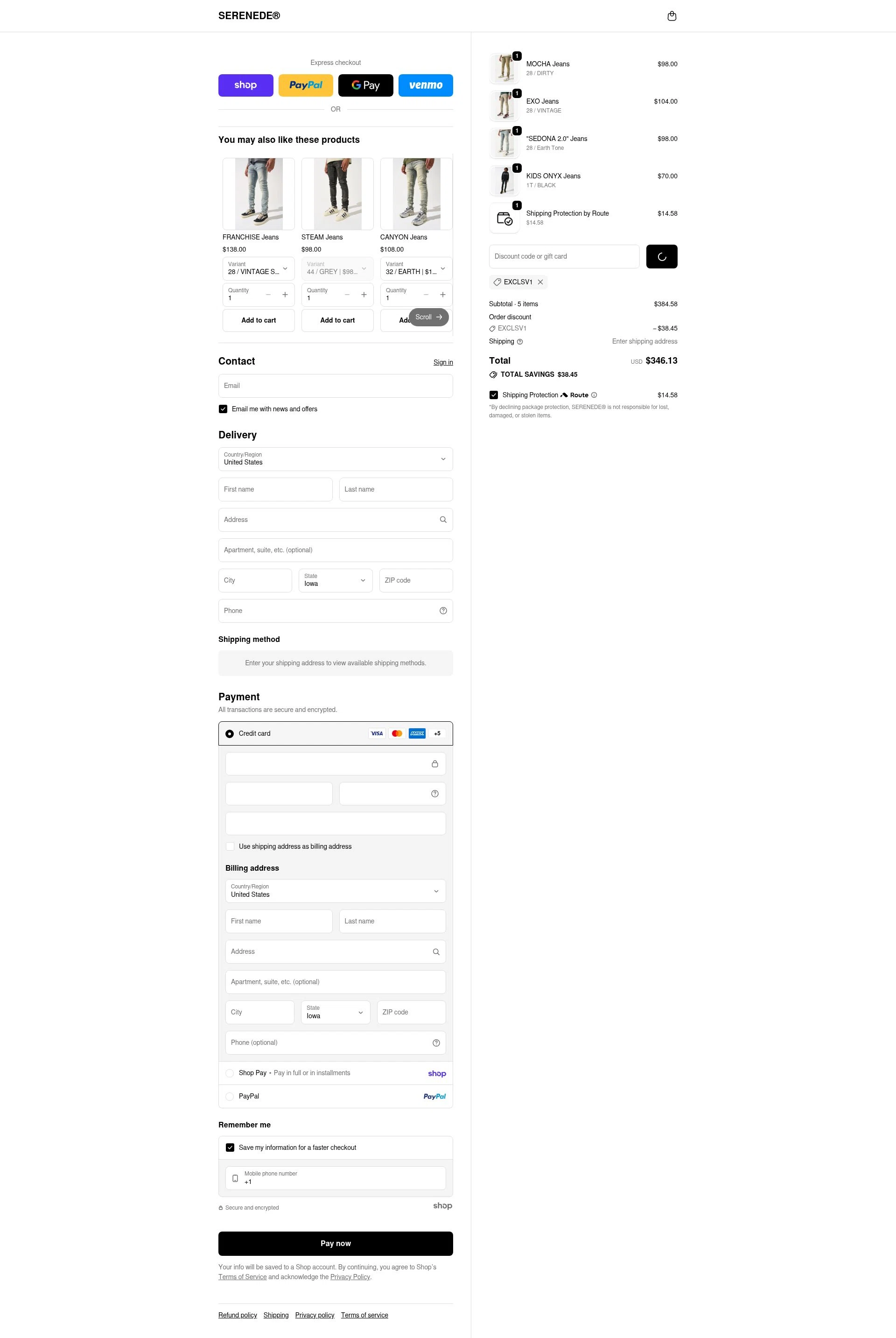 Serenede checkout page showing Serenede discount code box | Screenshot taken by SimplyCodes community member on Jan 27, 2026