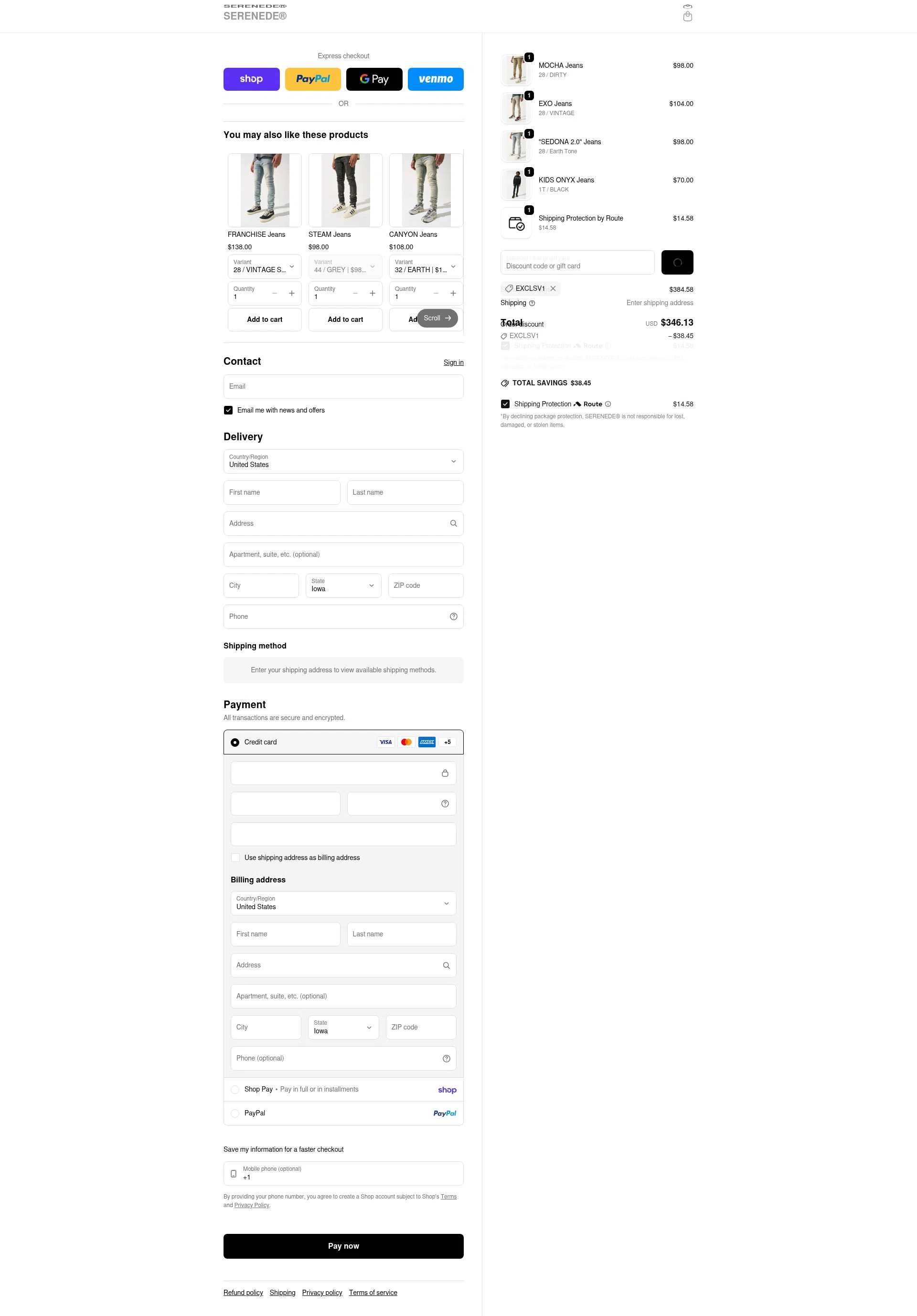 Serenede checkout page showing Serenede discount code box | Screenshot taken by SimplyCodes community member on Feb 9, 2026