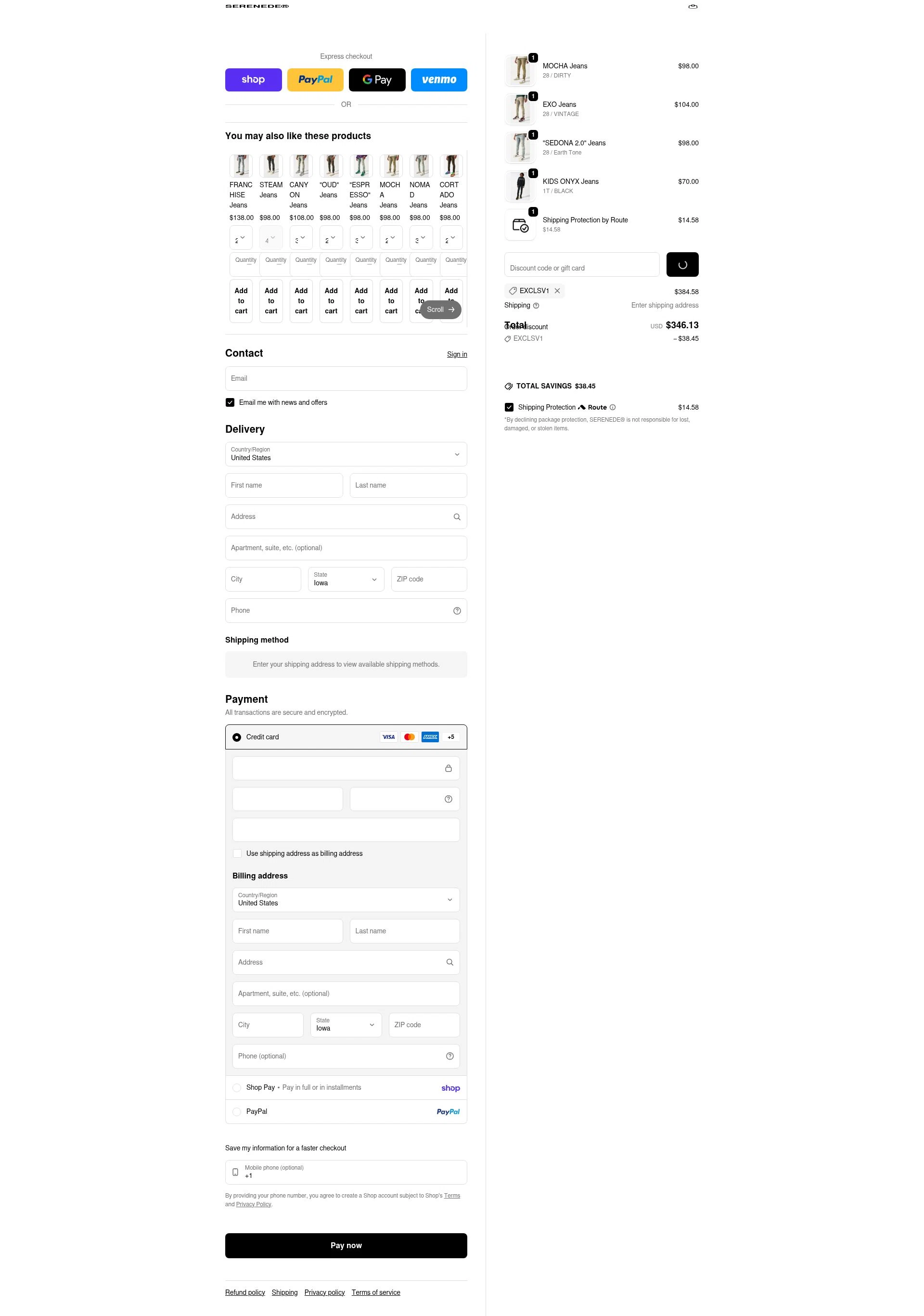 Serenede checkout page showing Serenede discount code box | Screenshot taken by SimplyCodes community member on Jan 31, 2026