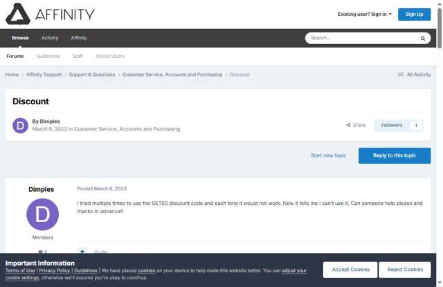 Affinity checkout page showing Affinity discount code box | Screenshot taken by SimplyCodes community member on Jul 18, 2025