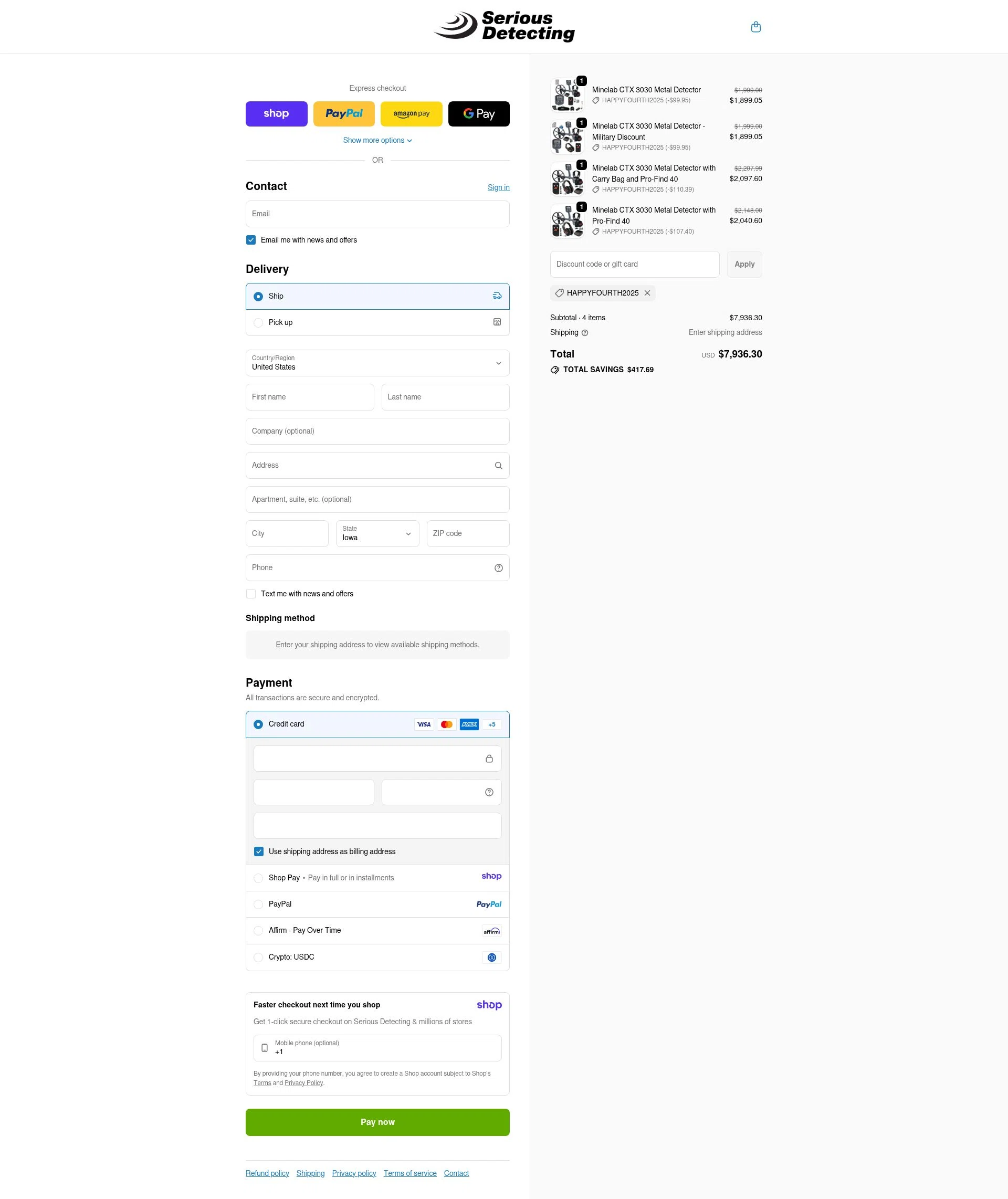 Serious Detecting checkout page showing Serious Detecting promo code box | Screenshot taken by SimplyCodes community member on Jan 10, 2026