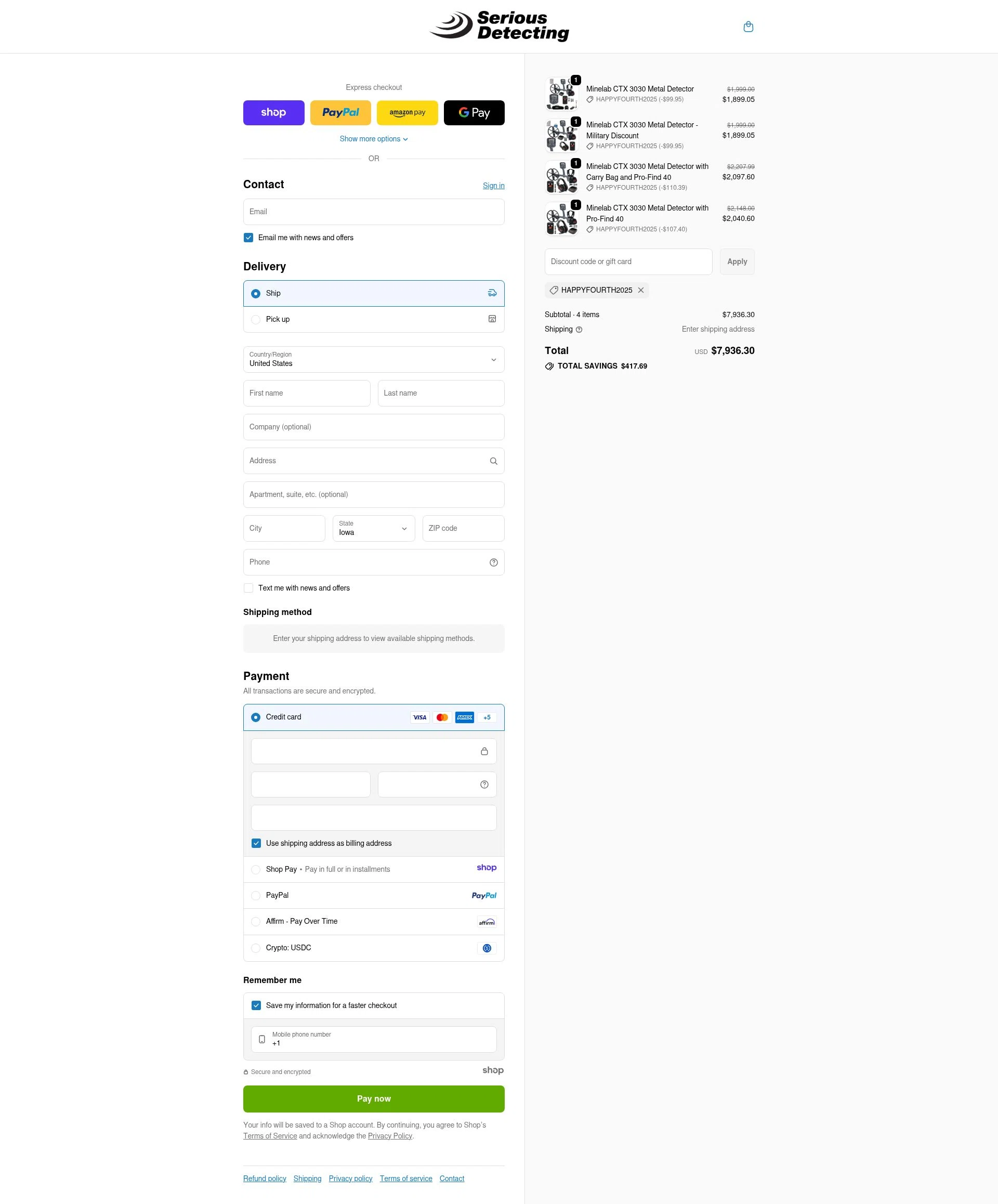 Serious Detecting checkout page showing Serious Detecting promo code box | Screenshot taken by SimplyCodes community member on Jan 5, 2026