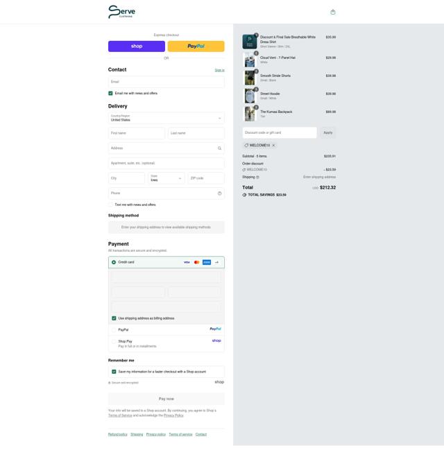 Serve Clothing checkout page showing Serve Clothing discount code box | Screenshot taken by SimplyCodes community member on Sep 10, 2025