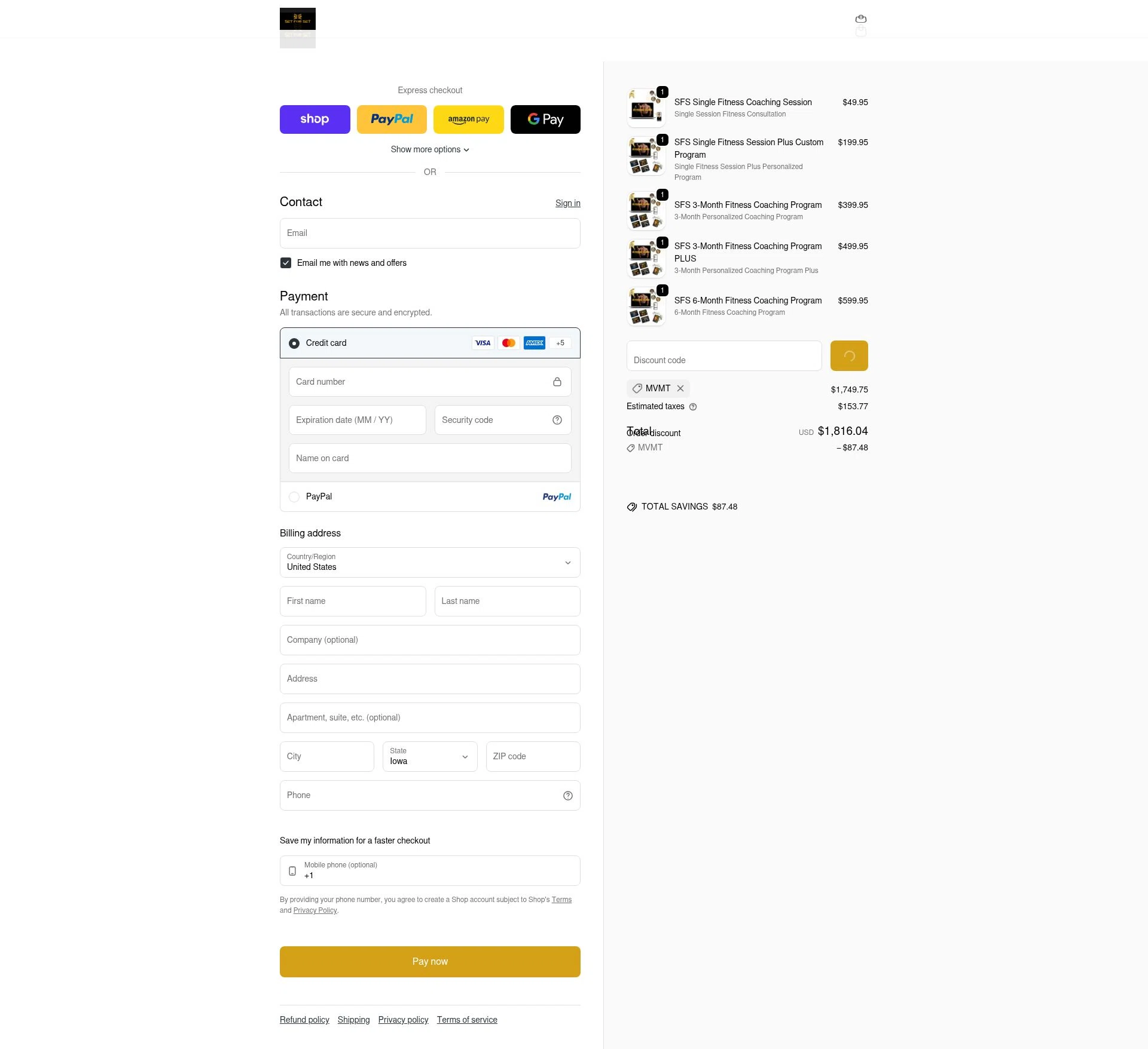SET FOR SET checkout page showing SET FOR SET discount code box | Screenshot taken by SimplyCodes community member on Feb 10, 2026