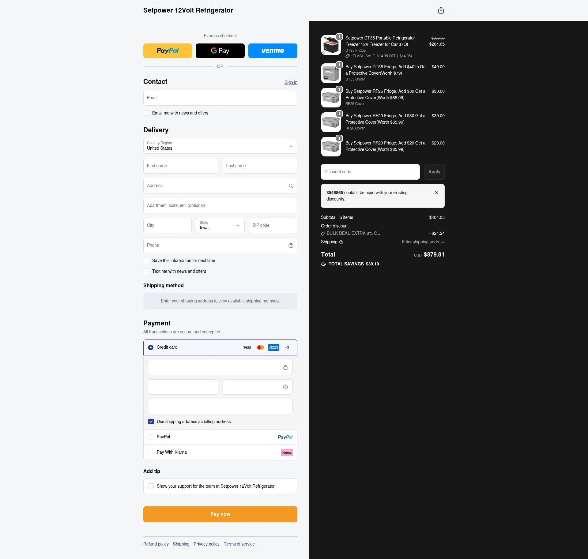 Setpower checkout page showing Setpower discount code box | Screenshot taken by SimplyCodes community member on Feb 5, 2026