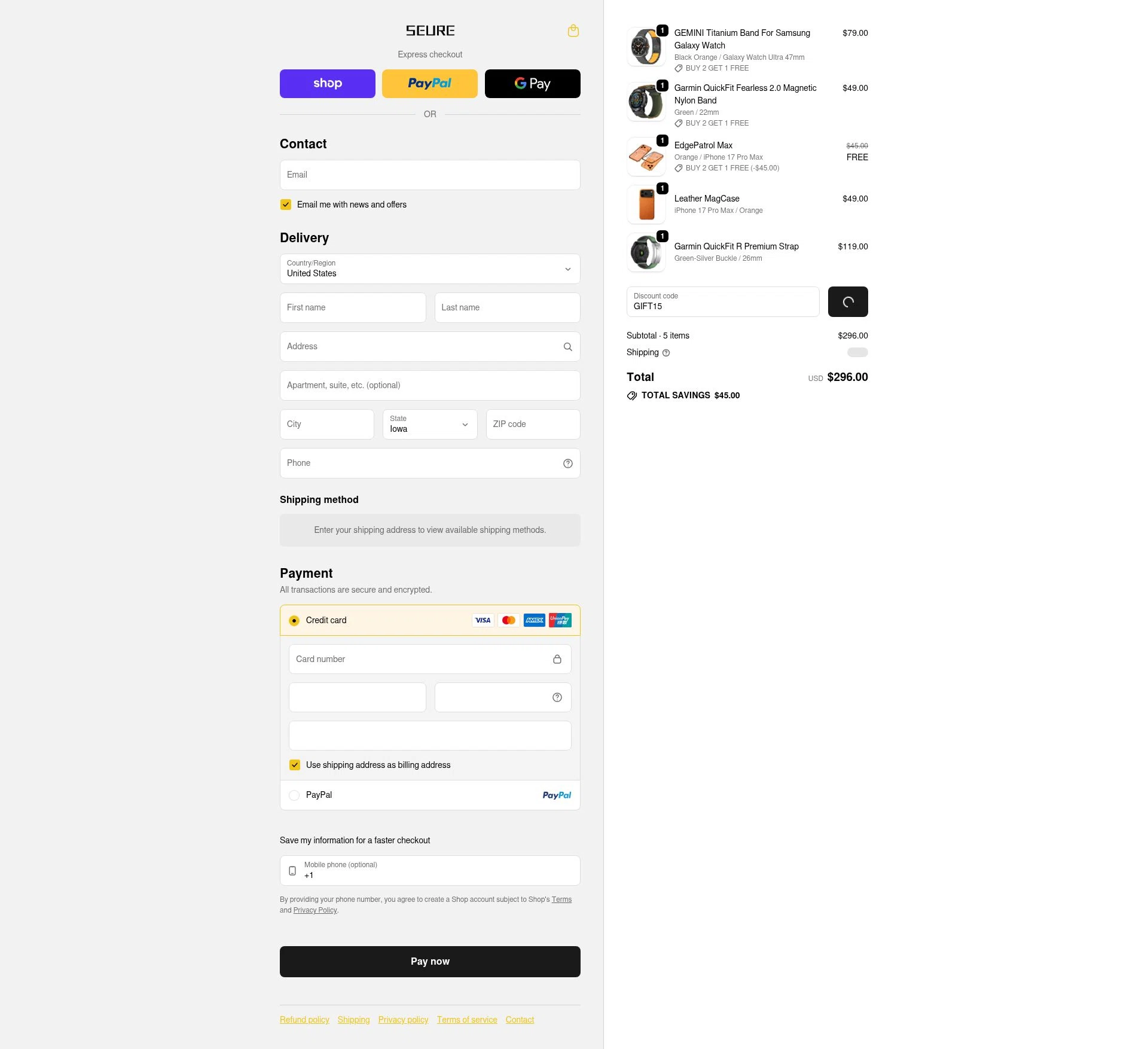 SEURE checkout page showing SEURE discount code box | Screenshot taken by SimplyCodes community member on Feb 8, 2026