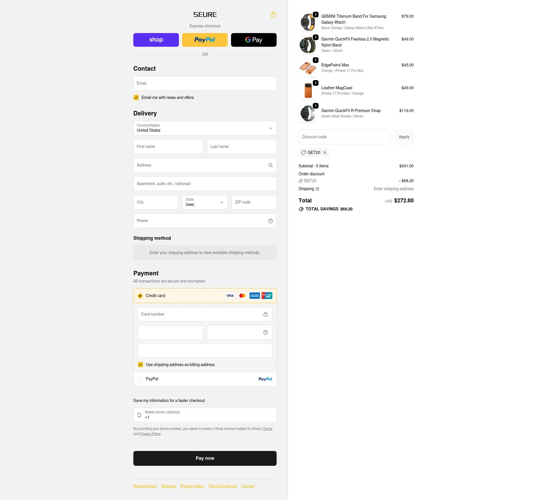 SEURE checkout page showing SEURE discount code box | Screenshot taken by SimplyCodes community member on Feb 13, 2026