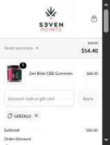 Seven Points CBD coupon verification screenshot