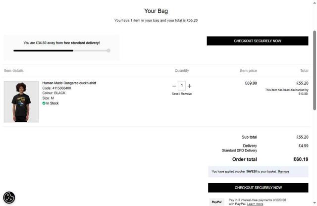 Sevenstore checkout page showing Sevenstore promo code box | Screenshot taken by SimplyCodes community member on Aug 3, 2025