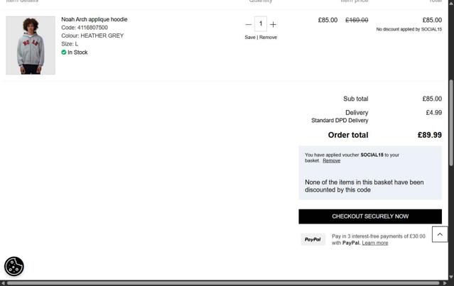 Sevenstore checkout page showing Sevenstore promo code box | Screenshot taken by SimplyCodes community member on Aug 12, 2025