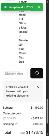 Sex Doll Partner coupon verification screenshot