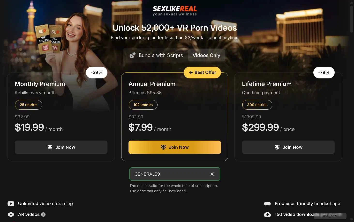 SexLikeReal checkout page showing SexLikeReal promo code box | Screenshot taken by SimplyCodes community member on Nov 24, 2025