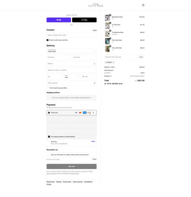 Sexy Little Robe checkout page showing Sexy Little Robe discount code box | Screenshot taken by SimplyCodes community member on Sep 7, 2025