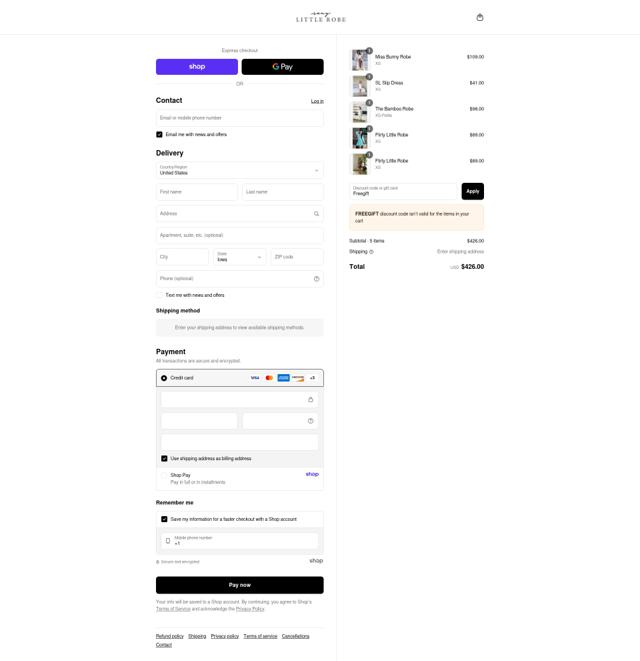 Sexy Little Robe checkout page showing Sexy Little Robe discount code box | Screenshot taken by SimplyCodes community member on Sep 7, 2025