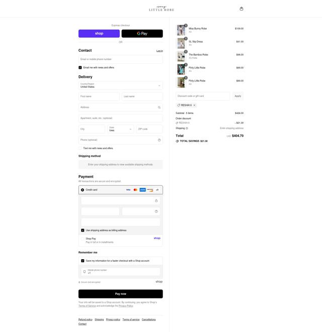 Sexy Little Robe checkout page showing Sexy Little Robe discount code box | Screenshot taken by SimplyCodes community member on Sep 7, 2025