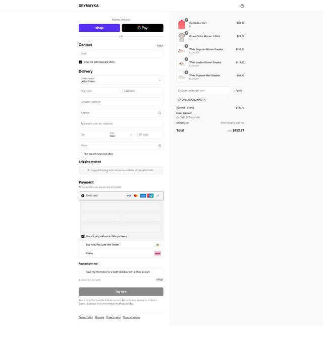 SEYMAYKA checkout page showing SEYMAYKA discount code box | Screenshot taken by SimplyCodes community member on Sep 2, 2025
