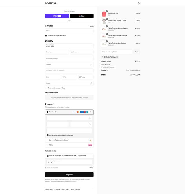 SEYMAYKA checkout page showing SEYMAYKA discount code box | Screenshot taken by SimplyCodes community member on Aug 25, 2025