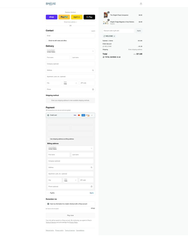 Sfoglini checkout page showing Sfoglini discount code box | Screenshot taken by SimplyCodes community member on Sep 7, 2025