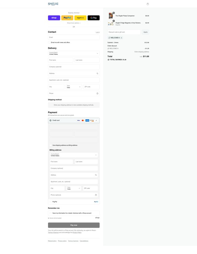 Sfoglini checkout page showing Sfoglini discount code box | Screenshot taken by SimplyCodes community member on Sep 7, 2025