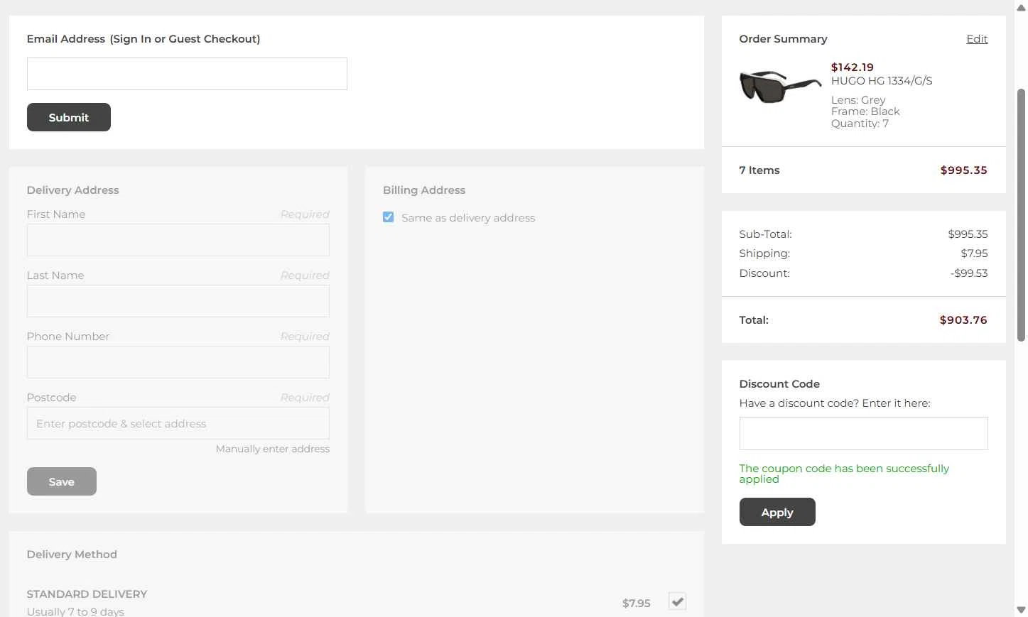 Shade Station USA checkout page showing Shade Station USA promo code box | Screenshot taken by SimplyCodes community member on Sep 13, 2025